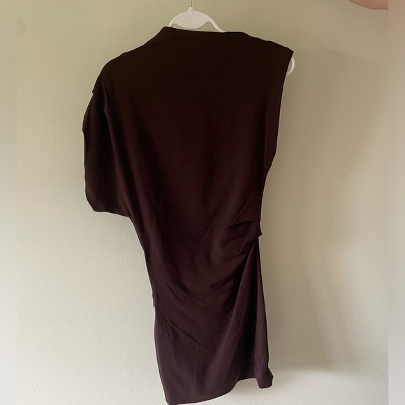 Zara Brown draped, asymmetric mini  dress - Picture 4 of 5